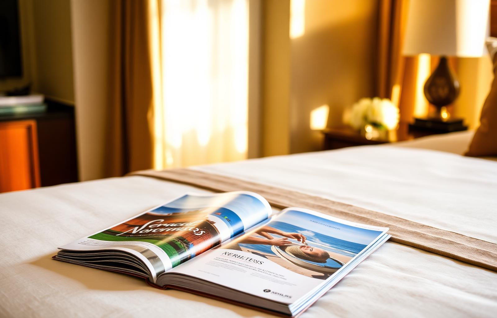 Trevii brochure on a luxury hotel bedside